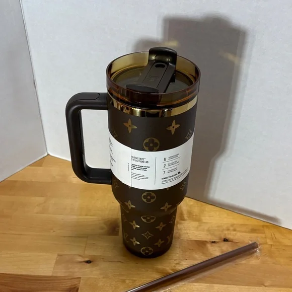 Stanley Dark Brown Tumbler with Gold Accents - Picture 4 of 6